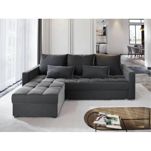 Canapea coltar extensibil ZENOVA 220 x 140 cm, reversibila - gri inchis